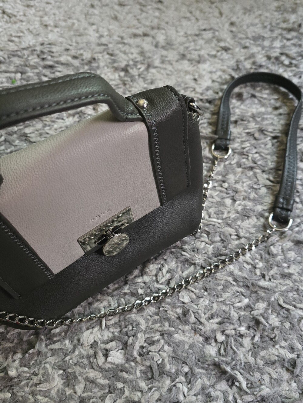 KRRT Gray & Cream Top Handle Crossbody Satchel Bag